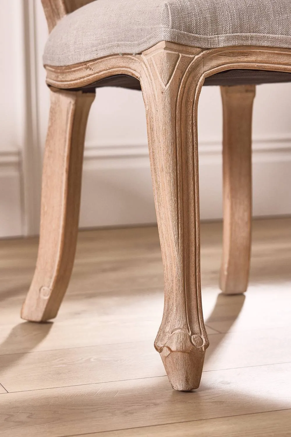 Dibor 4 Set Vintage Linen Solid Wood Frame Home Furniture Dining Chairs in Grey 4
