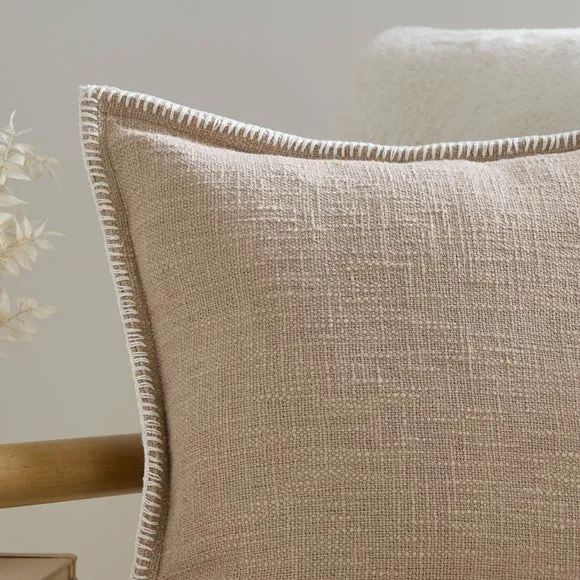 Blanket Stitch Textured Cotton Square Cushion Cover 2