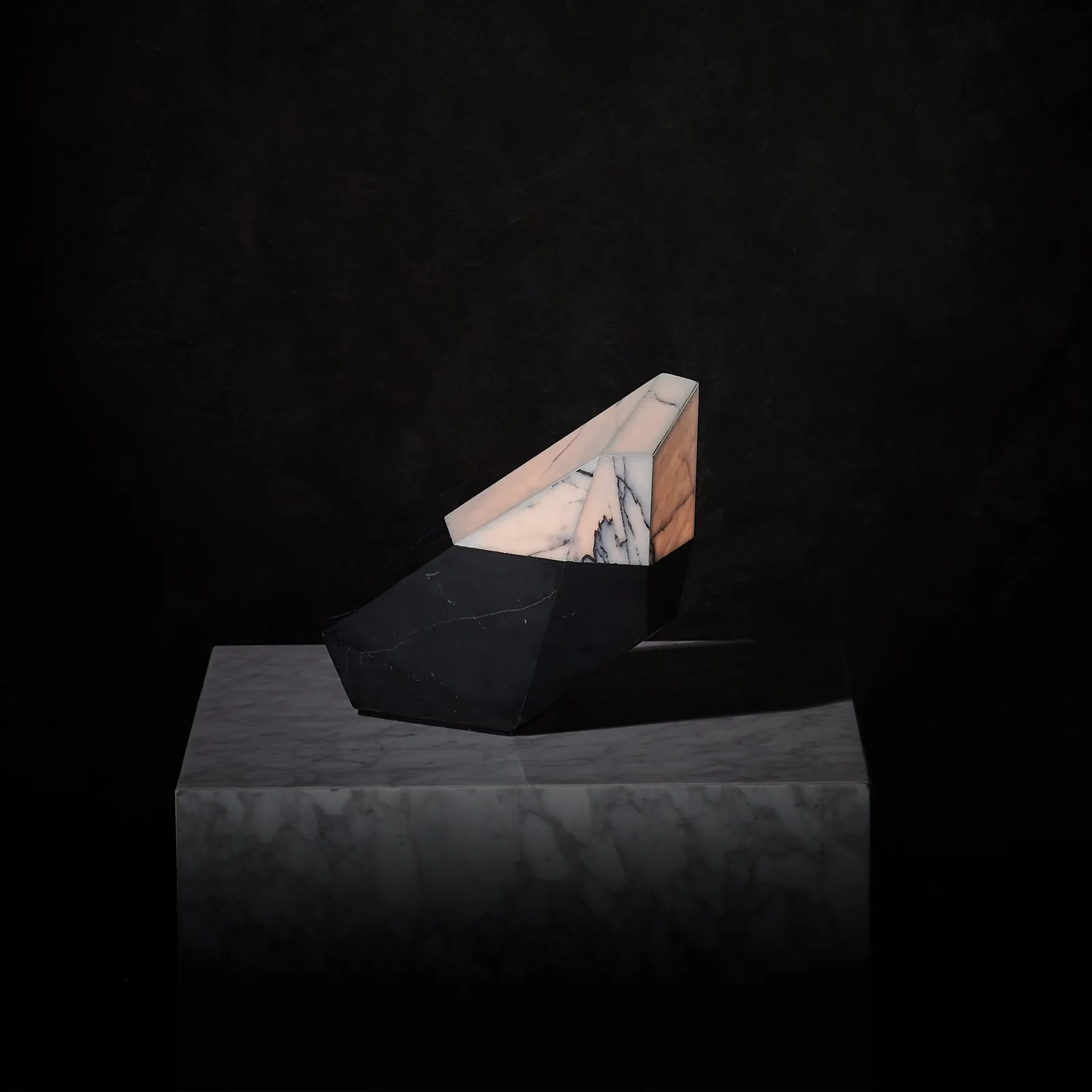 Timothy Oulton Meta Table Lamp Without Bulb, Square, Grey Marble | Barker & Stonehouse 3