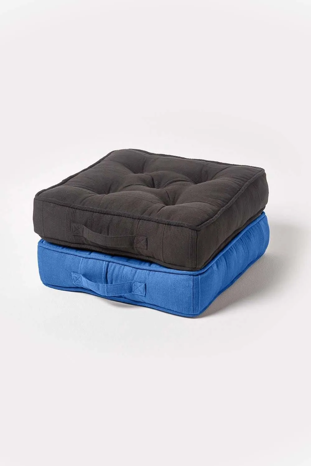 Homescapes Rajput Ribbed Cotton Floor Cushion in Blue 6