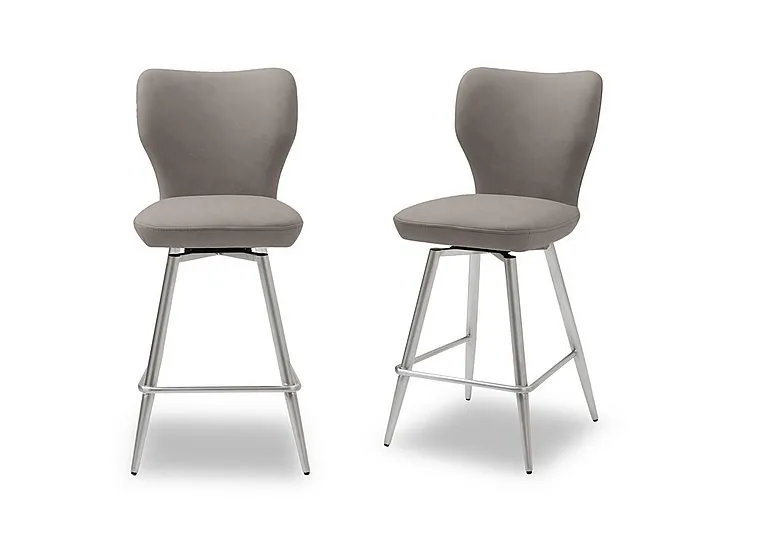 Elegante Pair of Bar Stools - Taupe