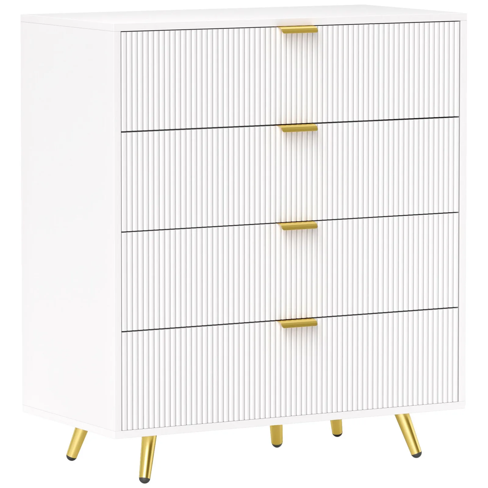 HOMCOM Chest of Drawers with 4 Drawers for Bedroom, Living Room in White 2