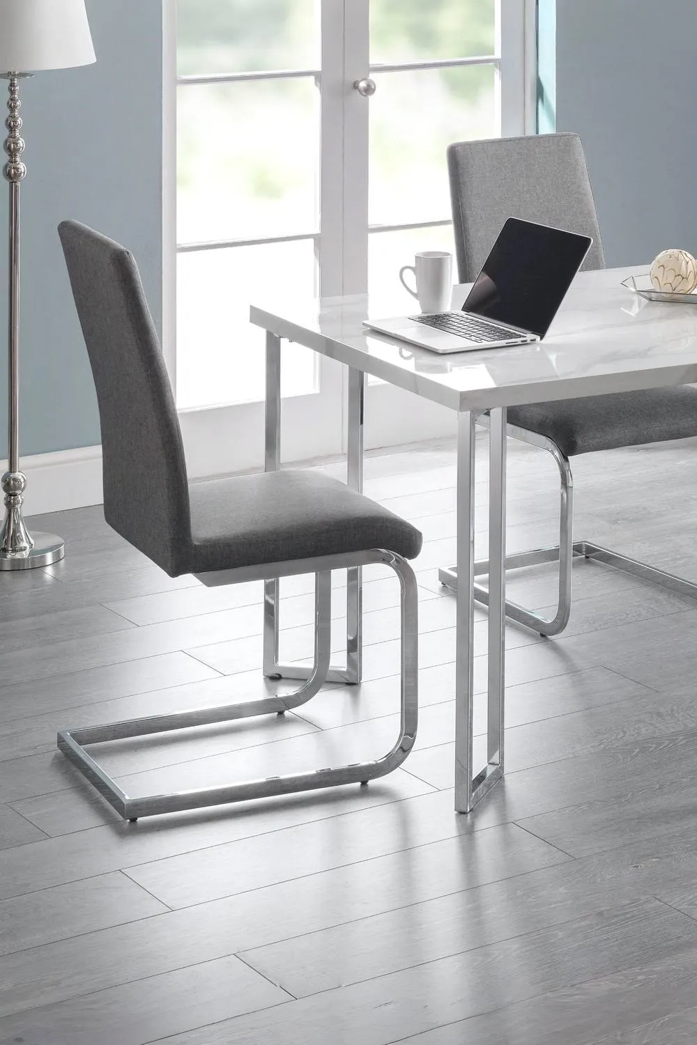 Julian Bowen Roma High Back Upholstered Dining Chair (Set of 2) in Grey