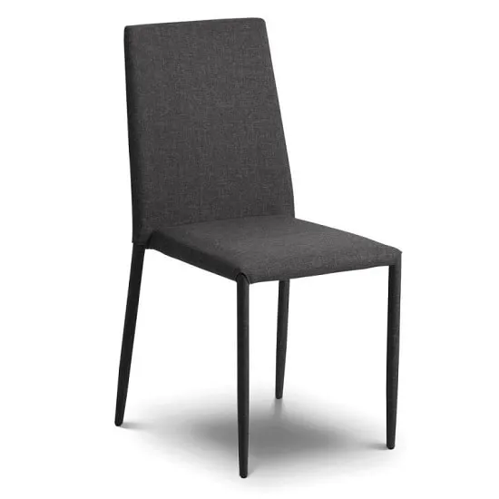 Fredo Fabric Dining Chair In Slate Grey Linen