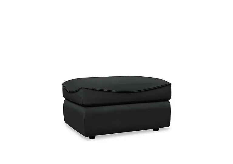 Amesbury Leather Footstool - Cambridge Black