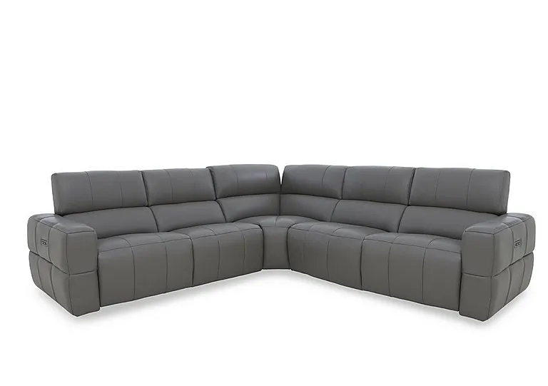 Cube Leather Large Power Recliner Corner Sofa with Power Headrests