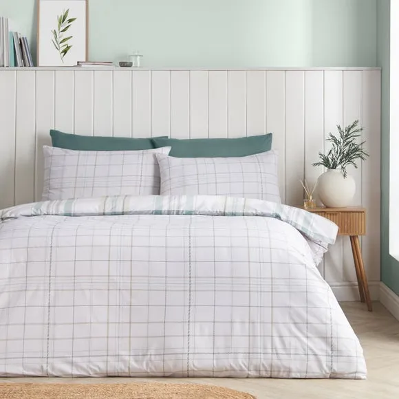 Catherine Lansfield Cartmel Check Polycotton Duvet Cover & Pillowcase Set 3