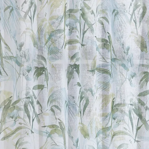 Tropical Leaf Hidden Tab Top Single Voile Panel 3