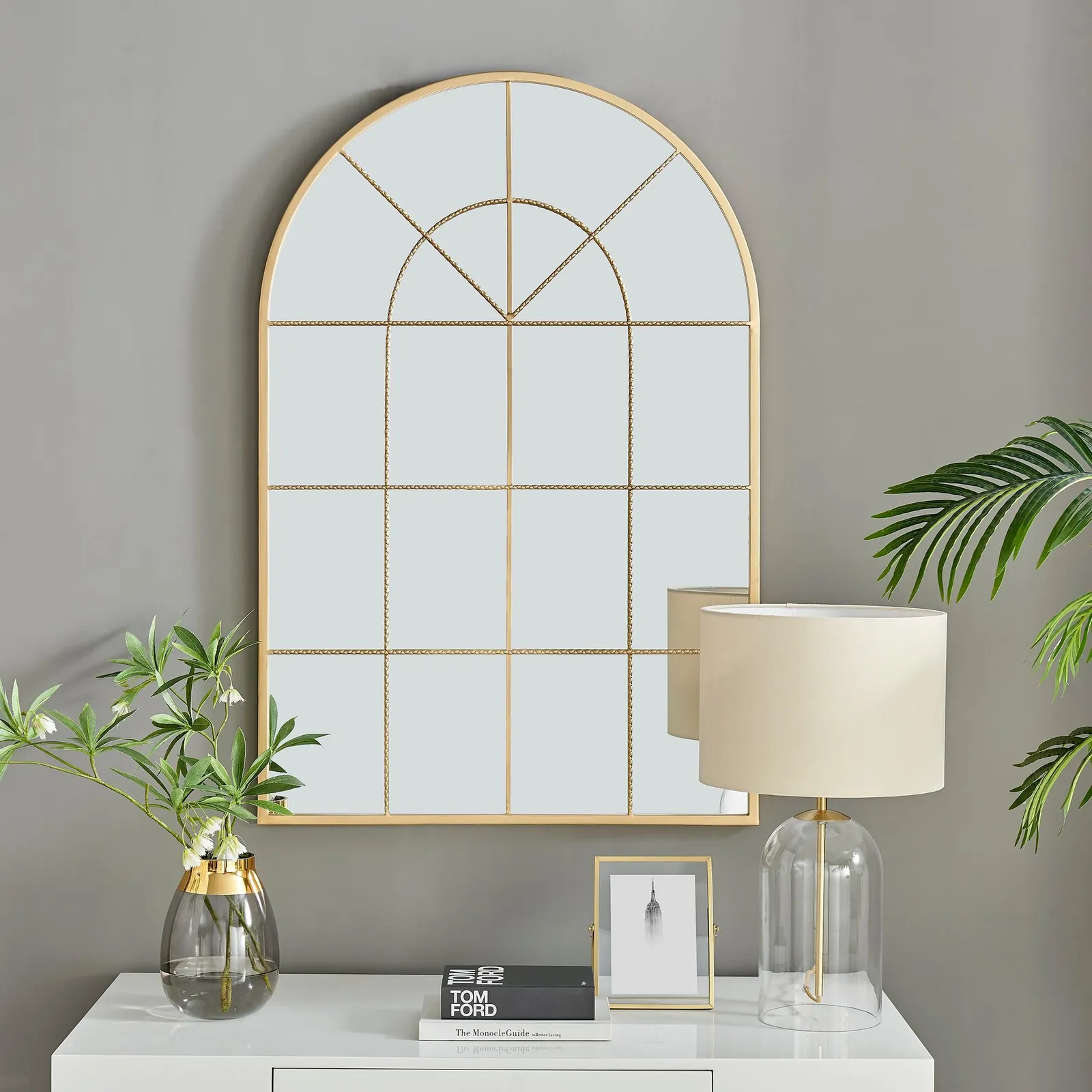 FurnitureboxUK Zeus Large 120cm x 80cm Art Deco Gold Window Floor or Wall Hallway Bedroom Dining & Living Room Mirror 3