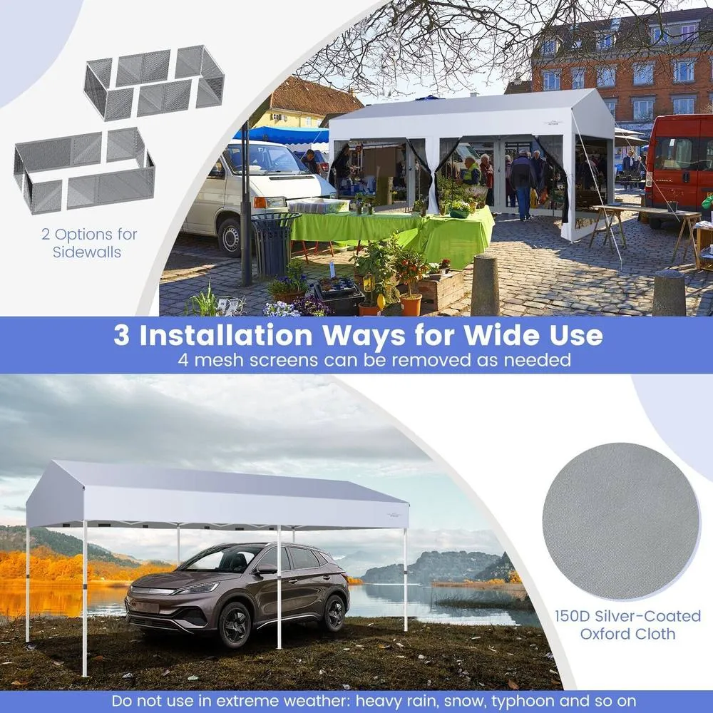 Costway 3 x 6 m Pop-Up Canopy Party Tent Sidewalls Portable Garage in White 6