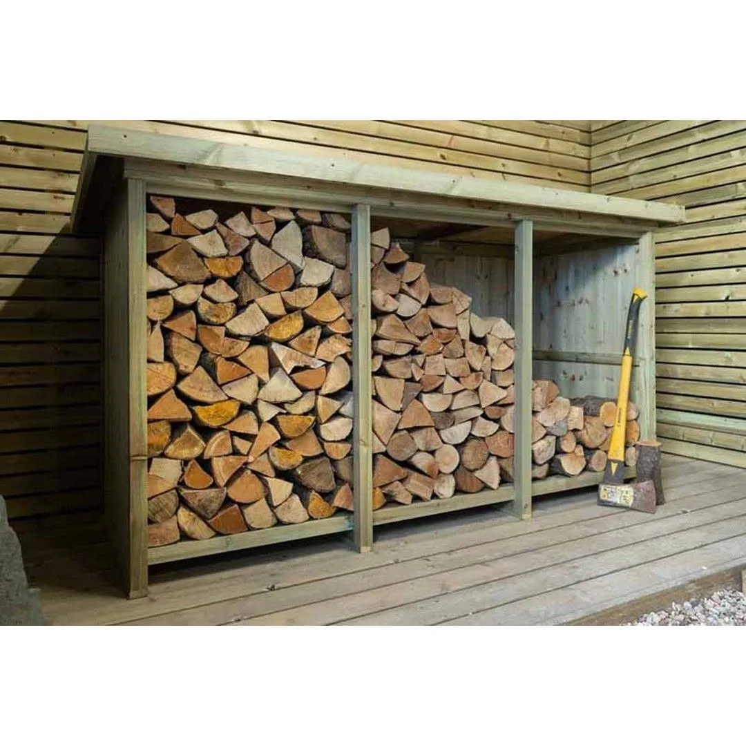 Buttercup Farm Billington Log Store Large - Timber - L96 x W227 x H123 cm in Brown