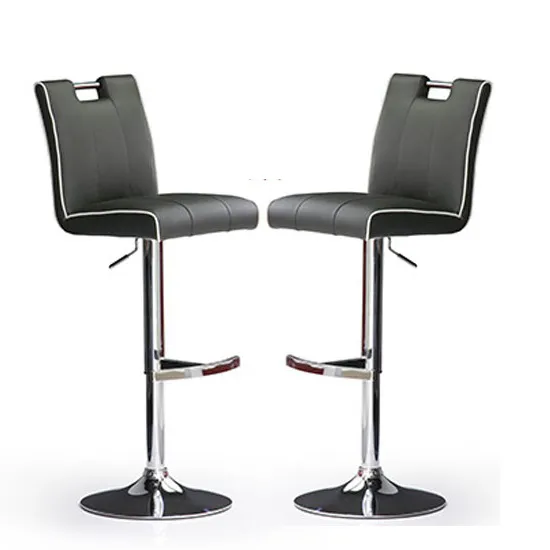 Casta Bar Stools In Grey Faux Leather in A Pair