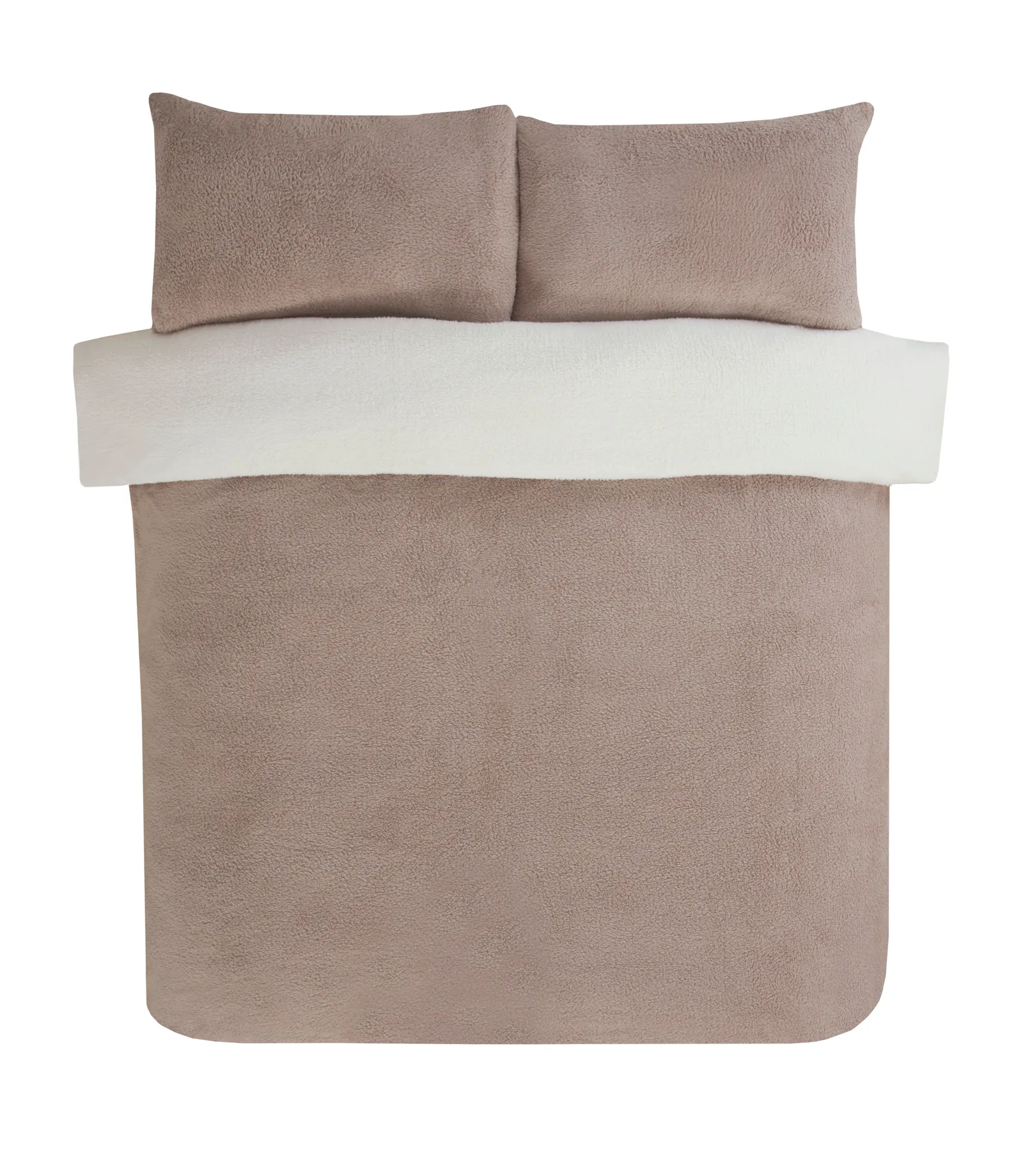 Smart Living Luxury Super Soft & Reversible Teddy Fleece Duvet Cover & Pillowcase in Cream 4