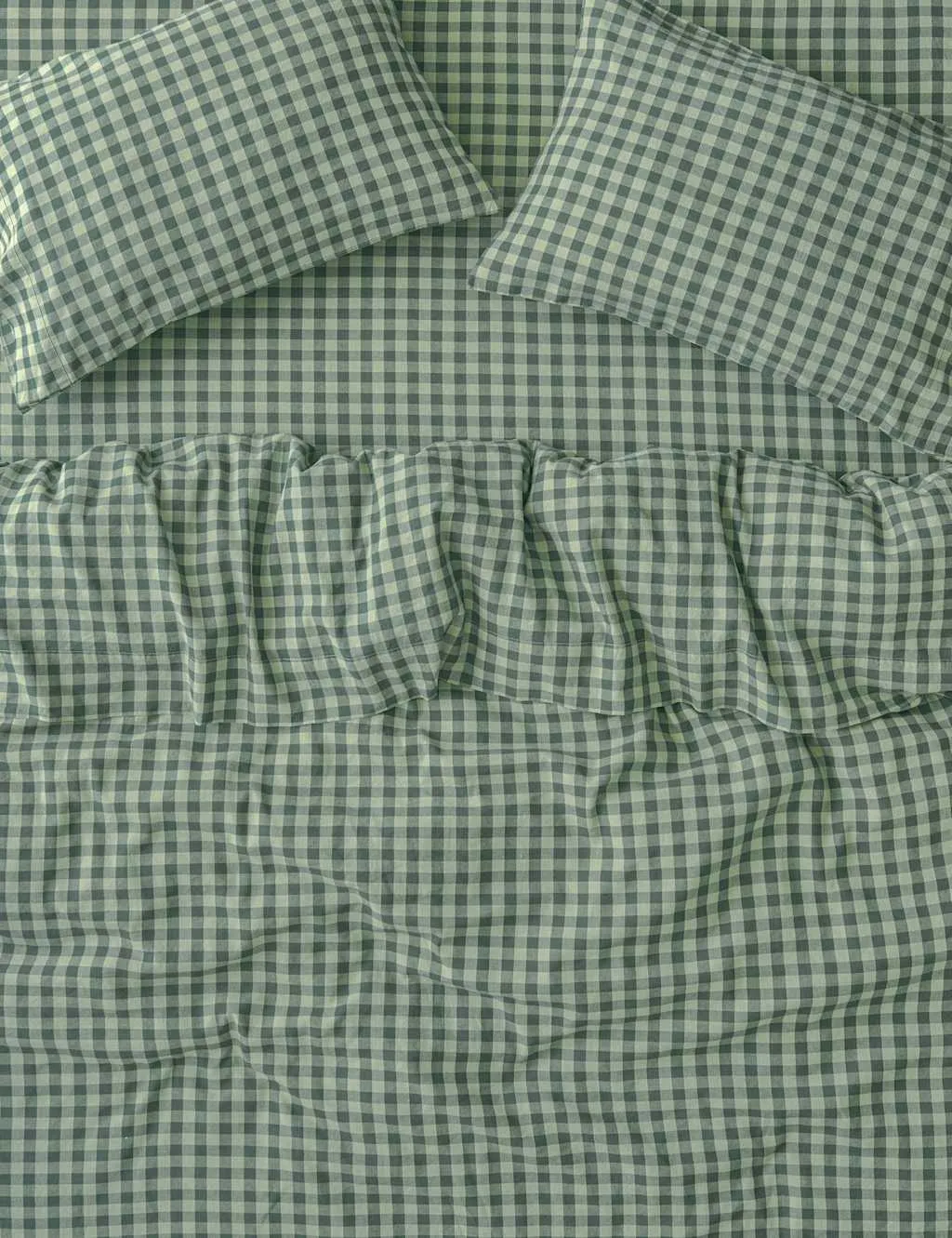 Piglet In Bed Pembroke Linen Rich Gingham Duvet Cover Dark Green Mix