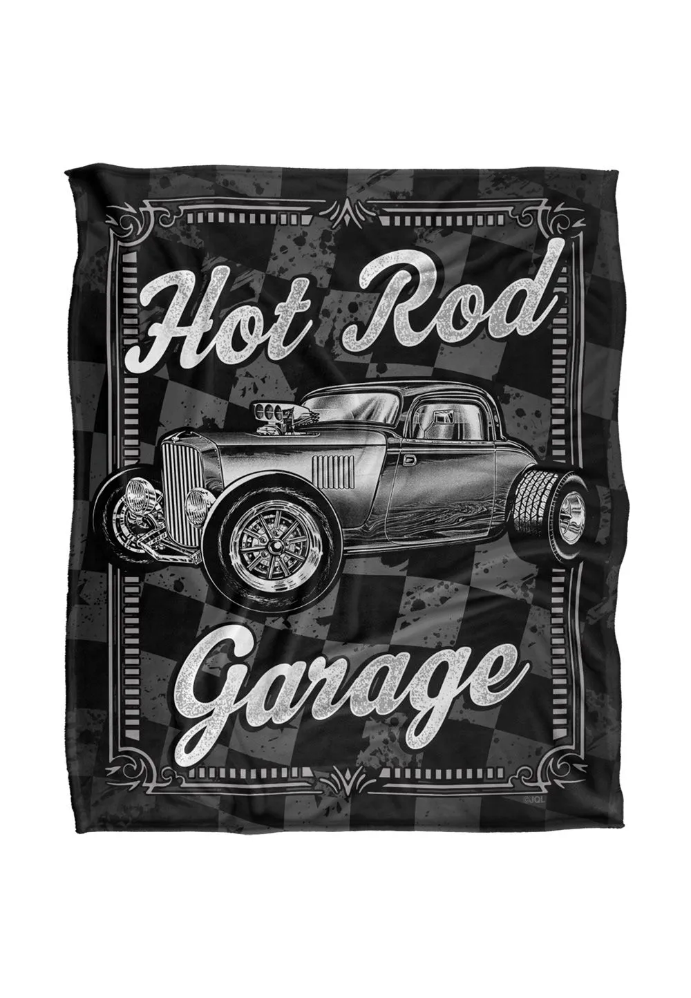 JQ Licensing James Piazza Hot Rod Garage Silky Touch Super Soft Throw Blanket 152 X 127 cm in White