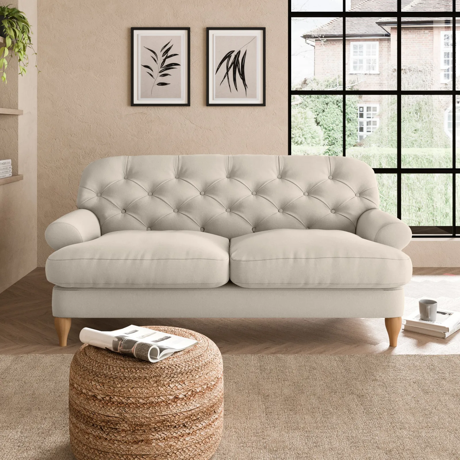Canterbury Luxury Velvet 2 Seater Sofa Brown