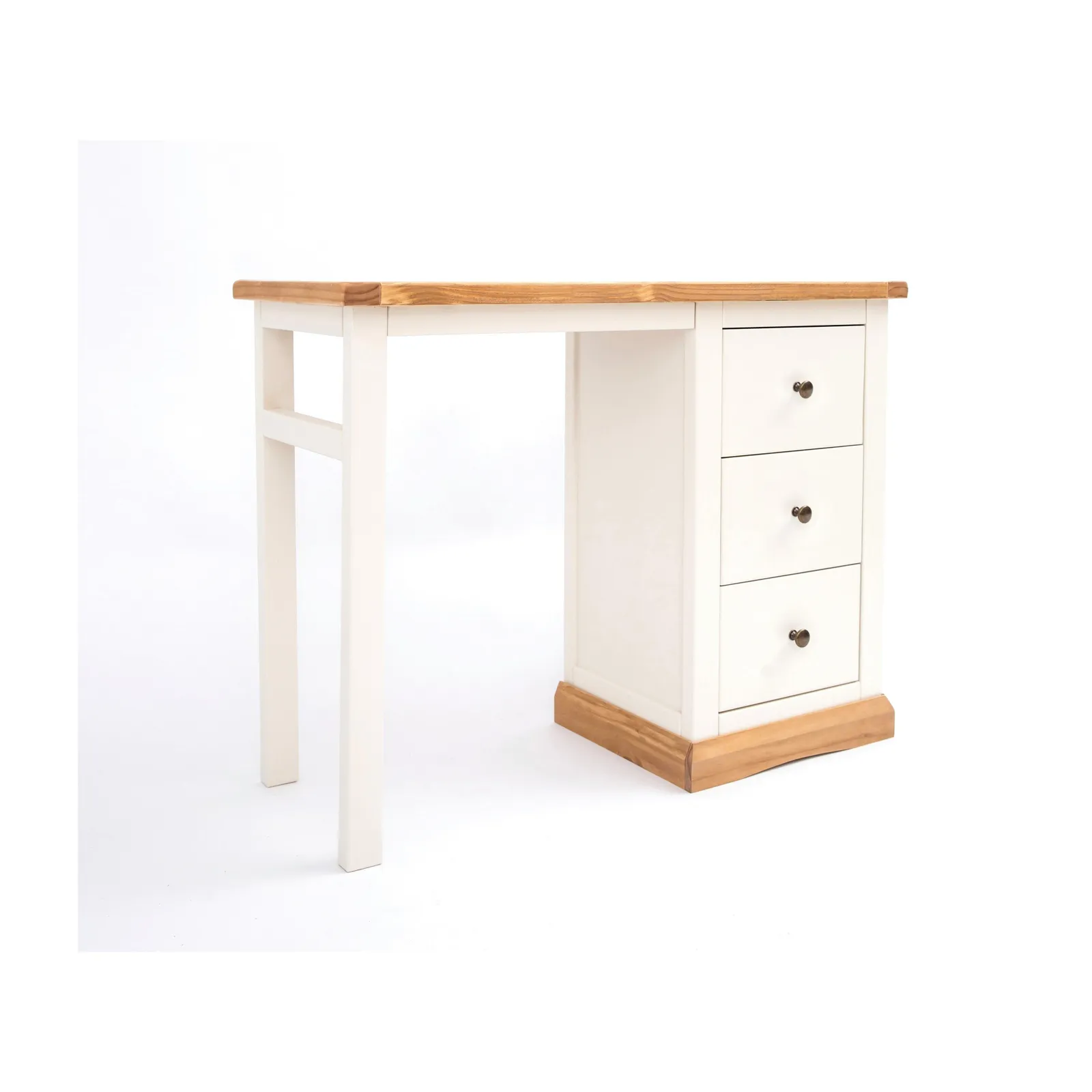 Cabinet Bits Trevi 3 Drawer Desk - Dressing Table Brass Knob in Off-White 2