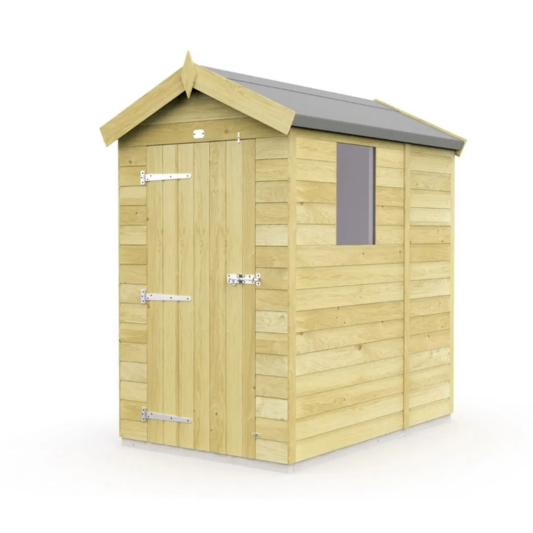 Buttercup Farm 4 x 5 Feet Apex Shed - Single Door W/ Windows - L158 x W118 x H217 cm in Brown
