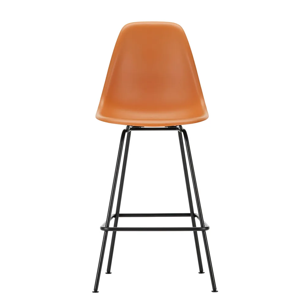 Vitra Eames Plastic Stool RE Medium Rusty Orange Basic Dark Powdered Legs 1