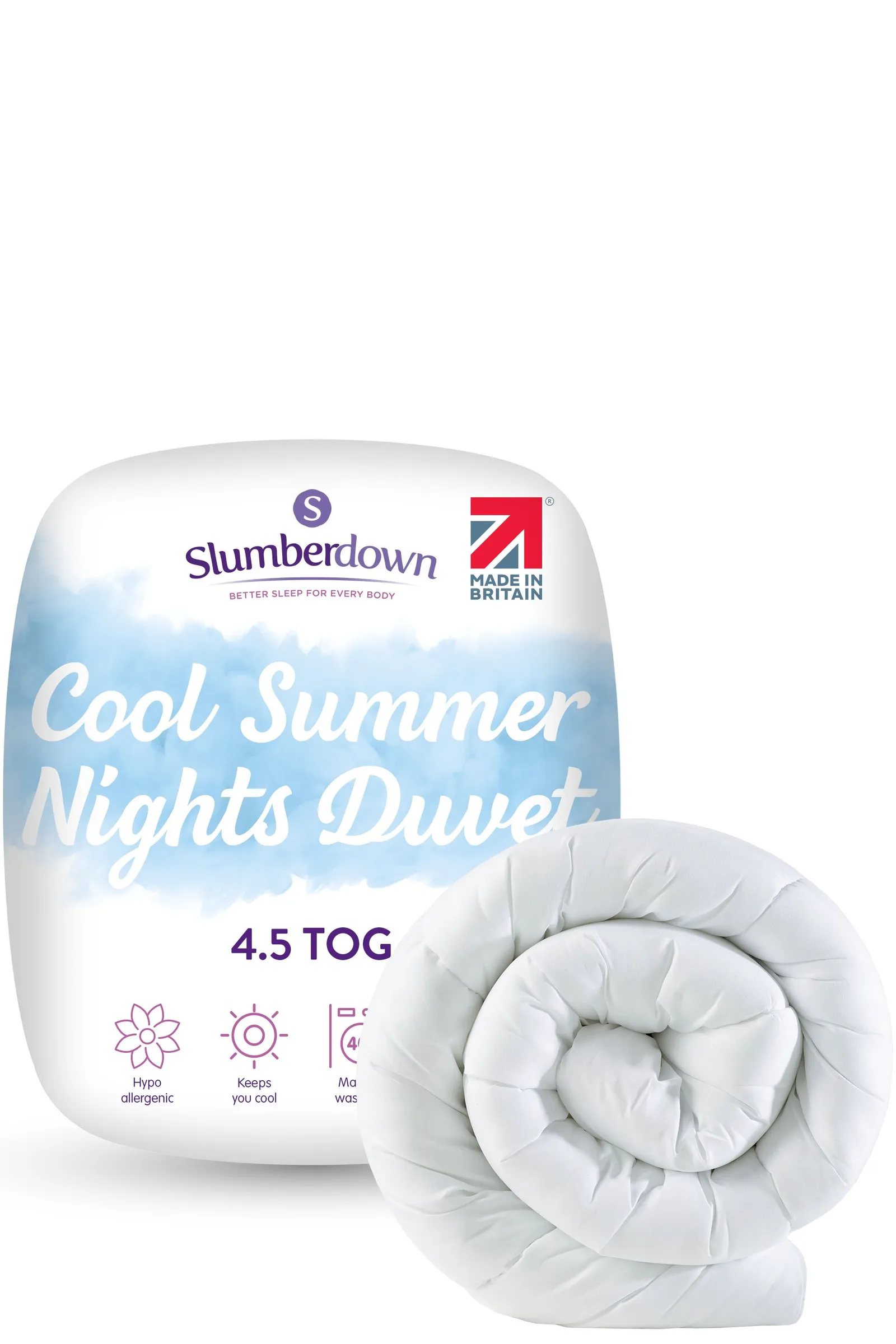 Slumberdown Cool Summer Nights 4.5 Tog Summer Duvet in White