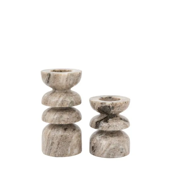 Set of 2 Azuaga Marble Candlestick Holders