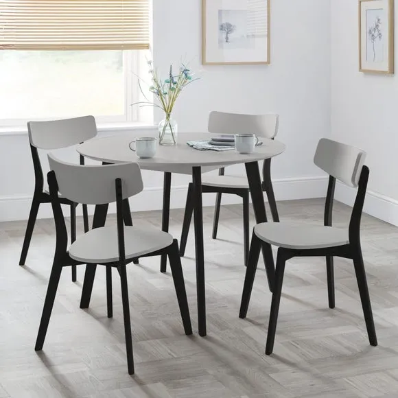 Casa 4 Seater Round Dining Table, Grey and Black 6