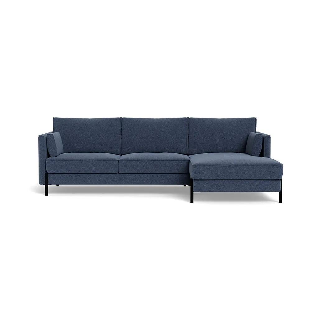 Heal's Tortona Right Hand Facing 4 Seater Corner Chaise Boucle Indigo Black Feet 1