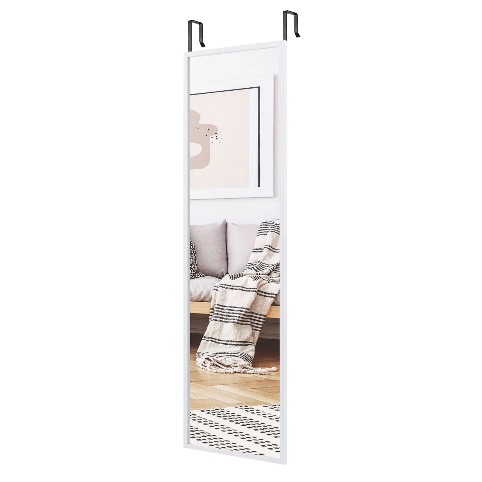 Costway 2 IN1 Full Length Mirror Over the Door Dressing Mirror Wall Mounted Makeup in White 4