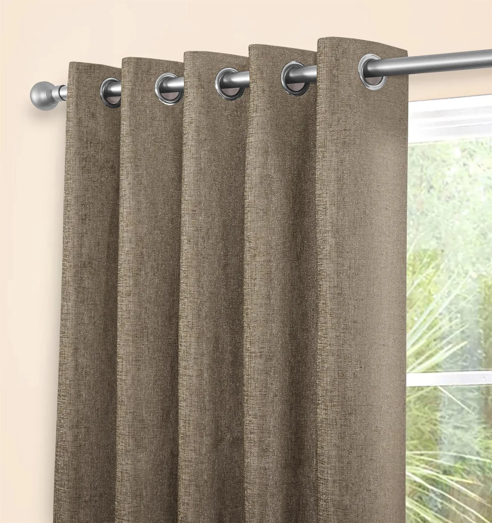 Sundour Amberley Chenille Eyelet Door Curtain in Brown 2