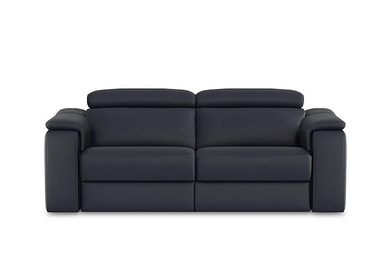 Canto 3 Seater Leather Recliner Sofa with Headrests and Power Lumbar - Torello Blu