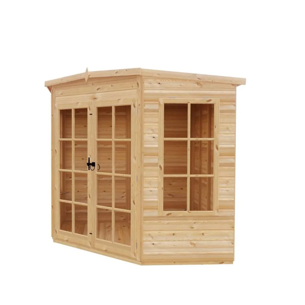 Shires Hampton Shiplap Summerhouse Garden Sun Room Approx 7 x 7 Feet in Brown 3