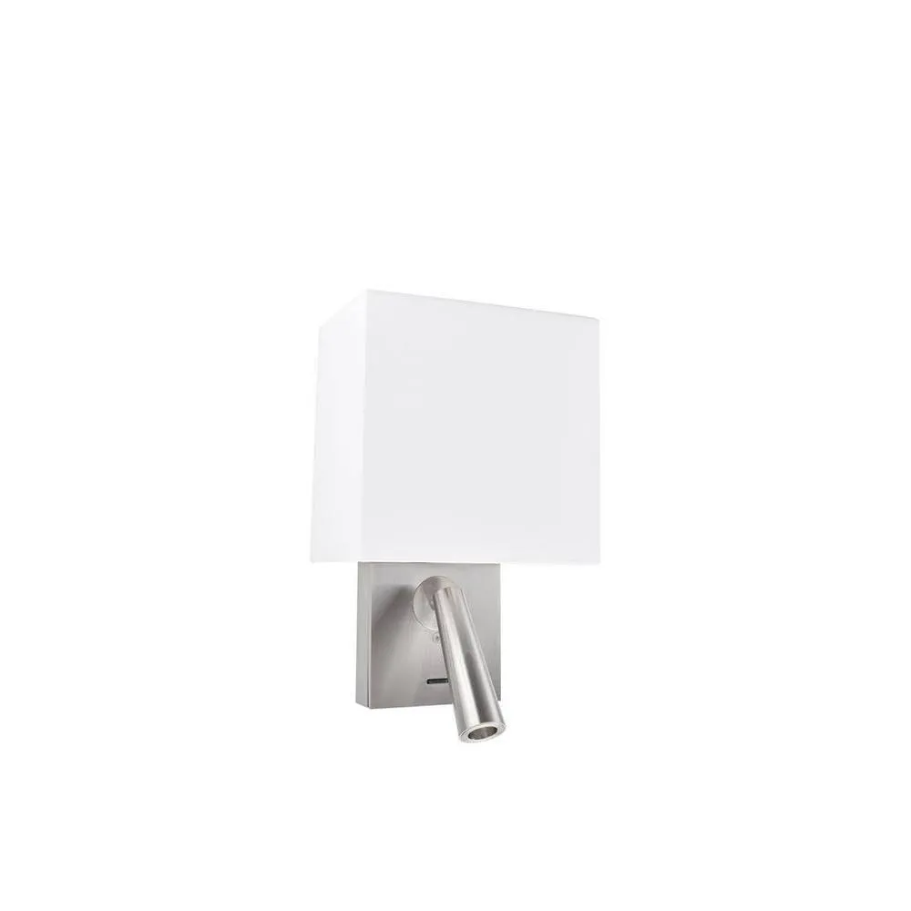 Netlighting Gamma LED Wall Light Reading Light Square Shade Nickel 179lm 2700K in White