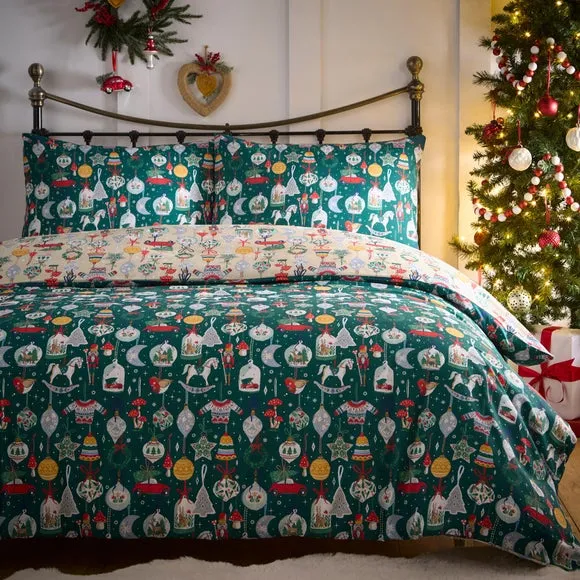 Fusion Christmas Ornaments Polycotton Duvet Cover & Pillowcase Set 1