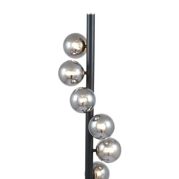Blair Smoke Glass Ball and Black Metal Floor Lamp 3