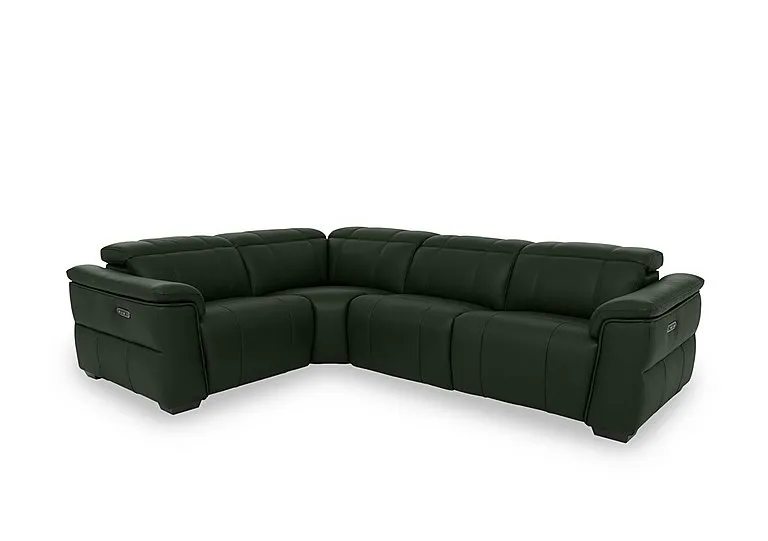Inca NC Leather Double Power Recliner Left Hand Facing Corner Sofa with Power Headrests - Oslo Pine