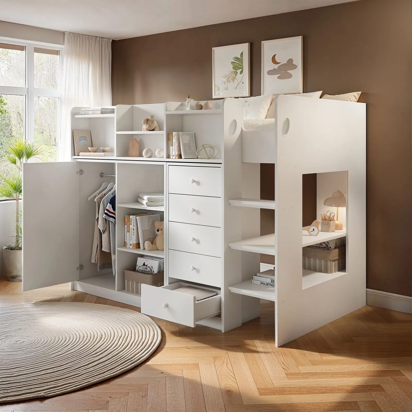 Flair Wizard Mid High Sleeper Storage Station in White