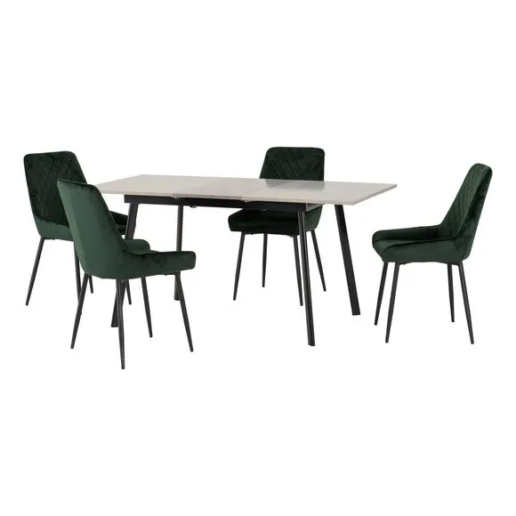 Avery 4-6 Seater Rectangular Extendable Dining Table with 4 Chairs