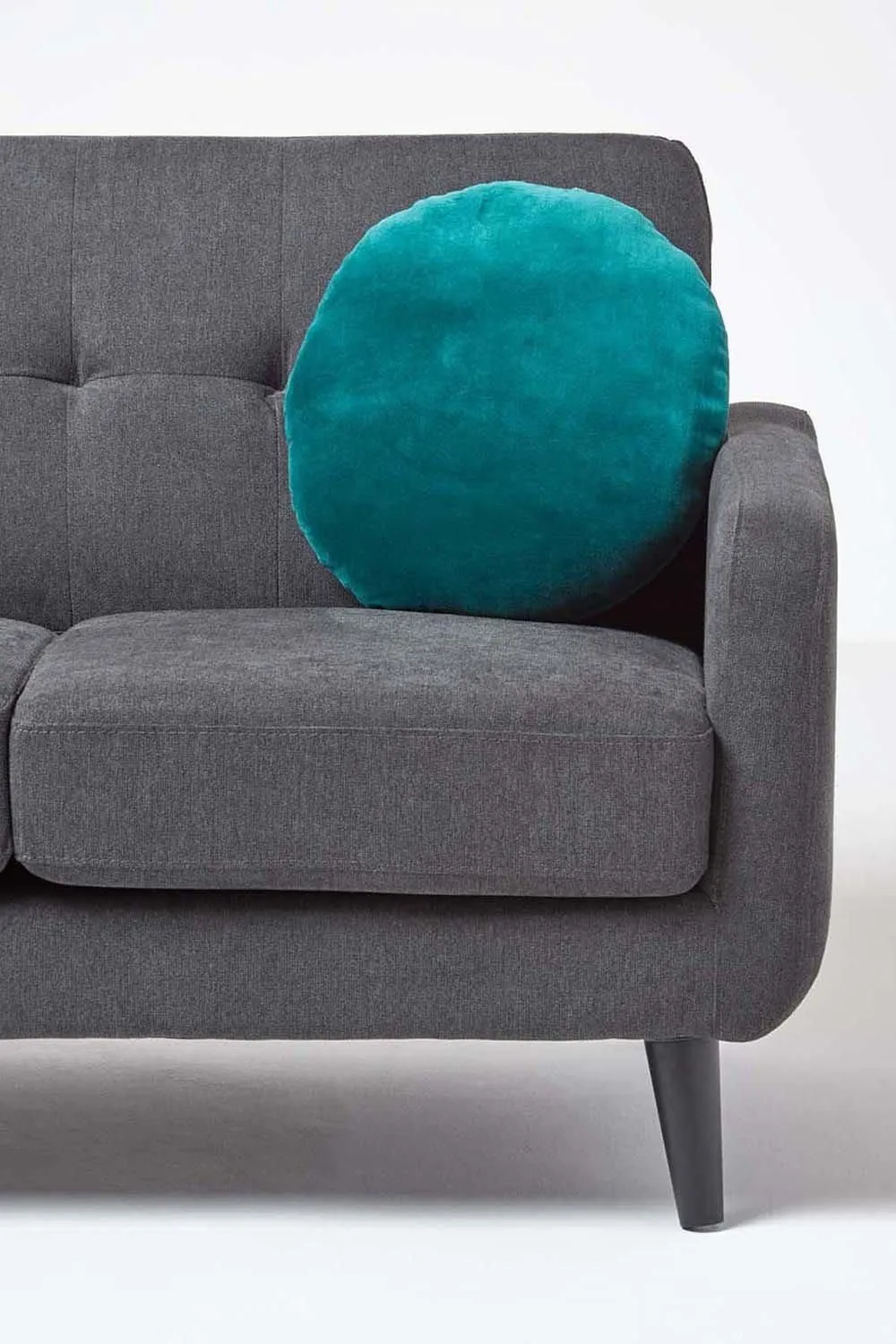 Homescapes Velvet Cushion, 40 cm Round in Emerald 4