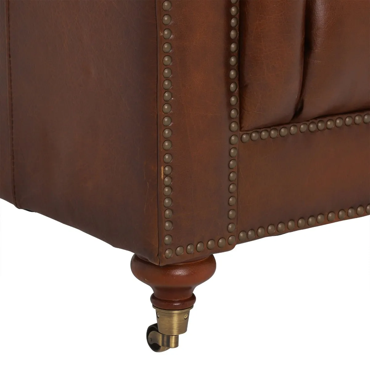 Ullswater 4 Seater Leather Chesterfield Sofa, Brown | Barker & Stonehouse 6