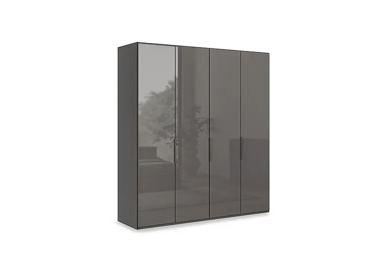 Amara 200cm 4 Door Hinged Wardrobe with Glass Doors - Lava