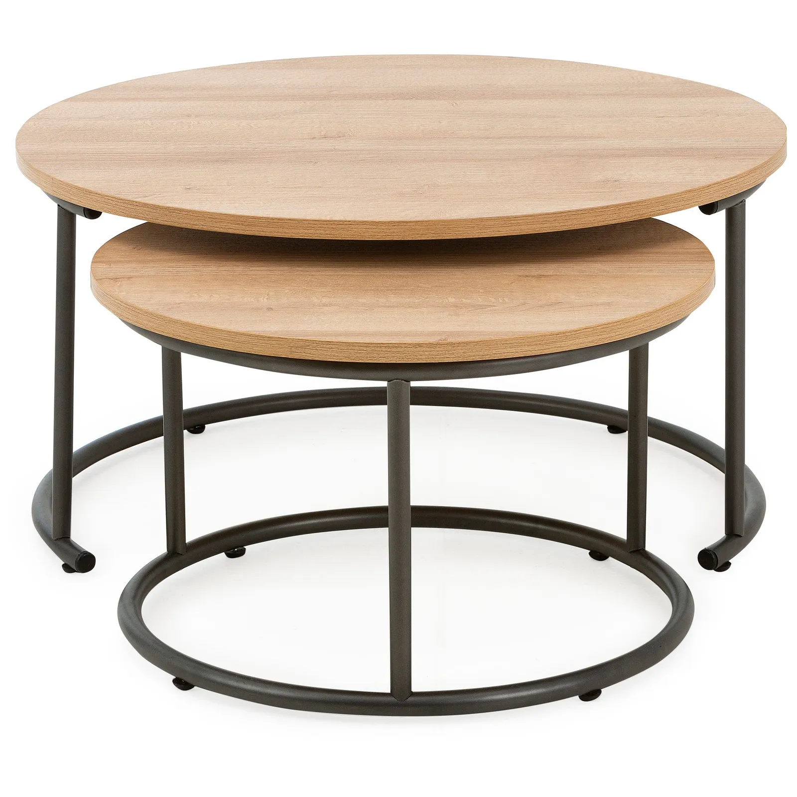 Fulton Oak Effect Set of 2 Coffee Tables Light Oak