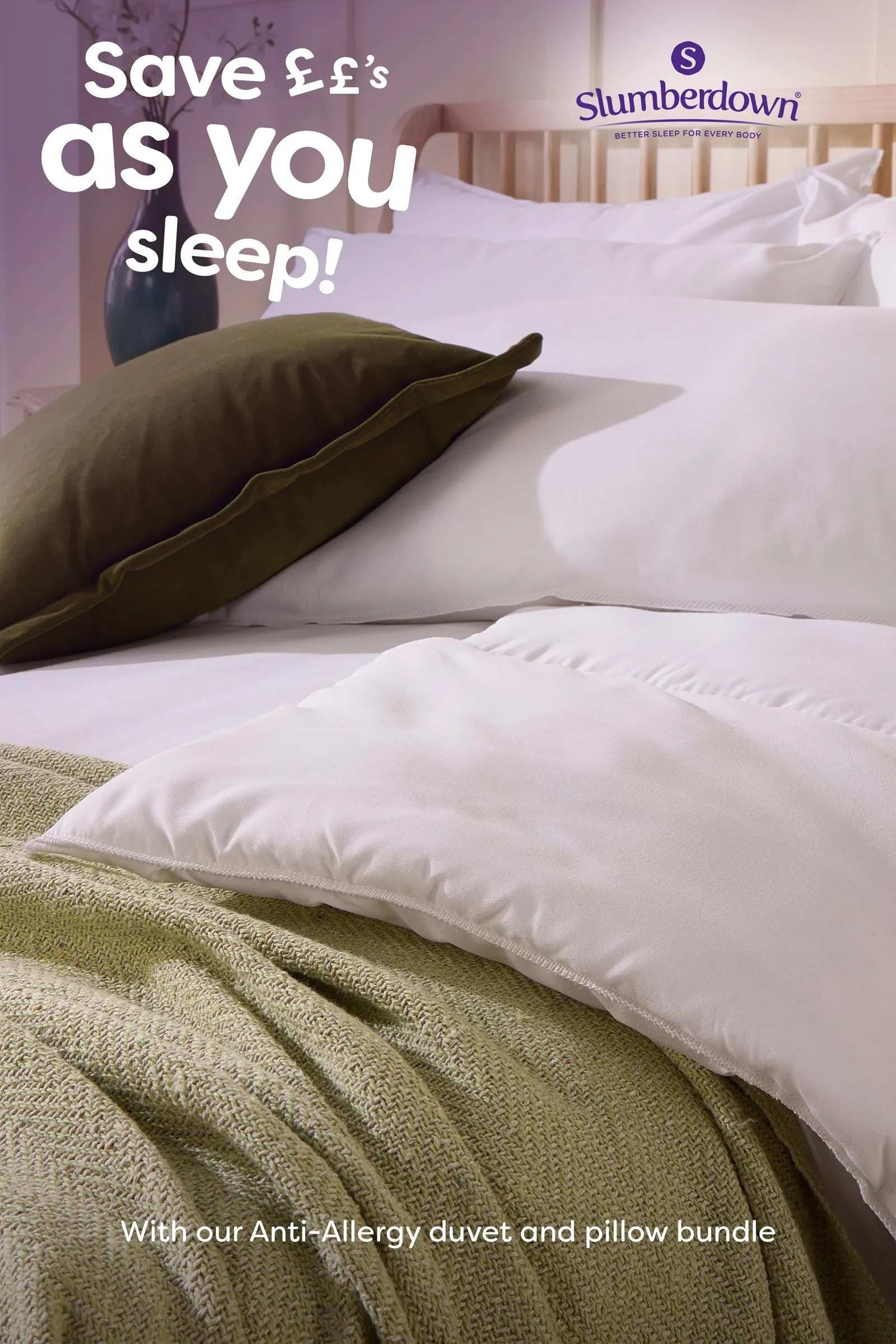 Slumberdown 2 Pack Anti Allergy Soft Support Pillows in White 6