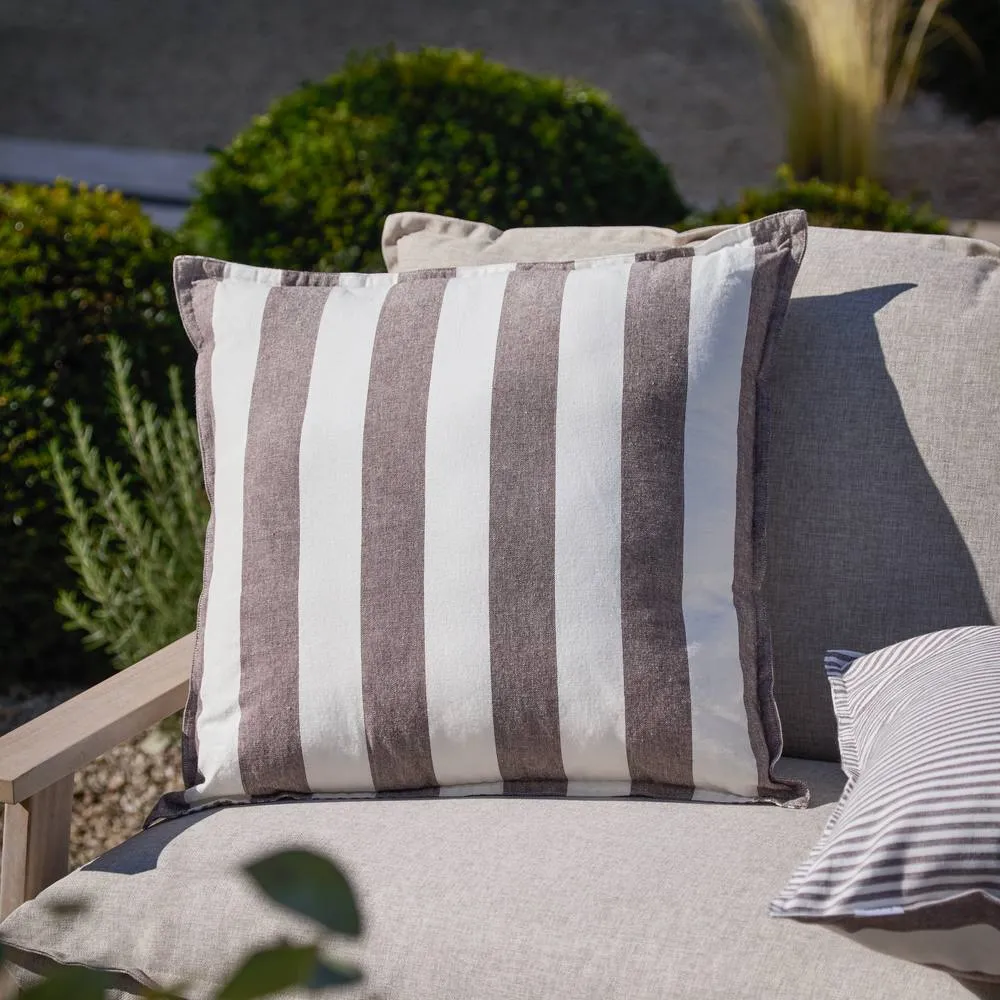 Yard Hayle 100% Cotton Striped Outdoor Cushion in Chocolate