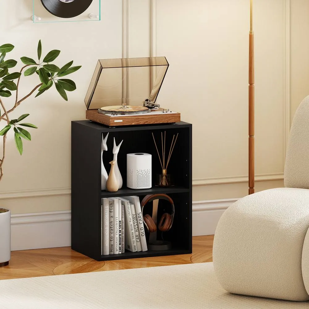 Costway 2-Cube Bookcase Modern Open Bookshelf w/ 5-Position Adjustable Shelf in Black