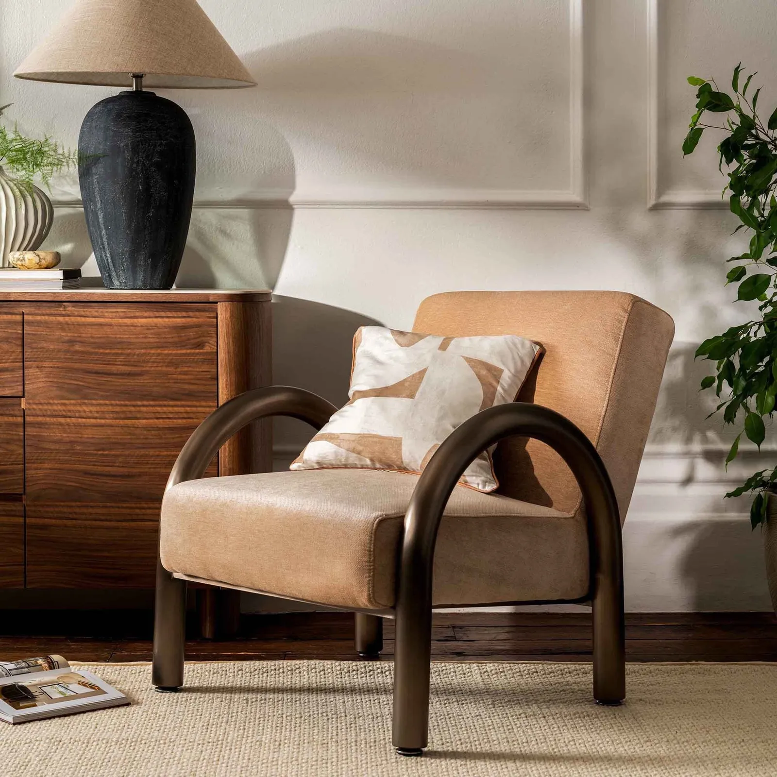Tolliver Armchair, Brown Fabric | Barker & Stonehouse 3