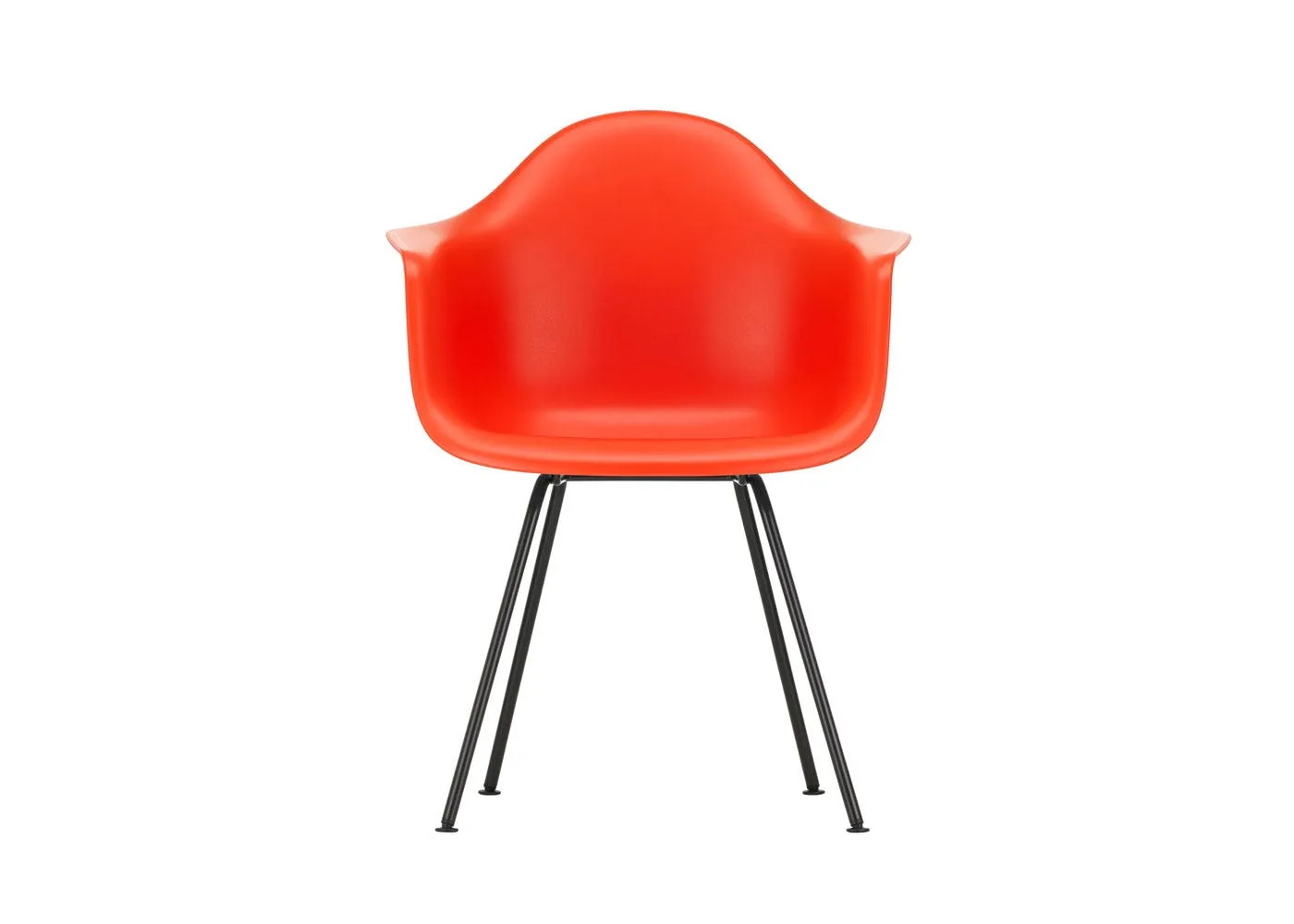 Vitra Eames DAX Armchair New Height Poppy Red Basic Dark Powder Coated Base