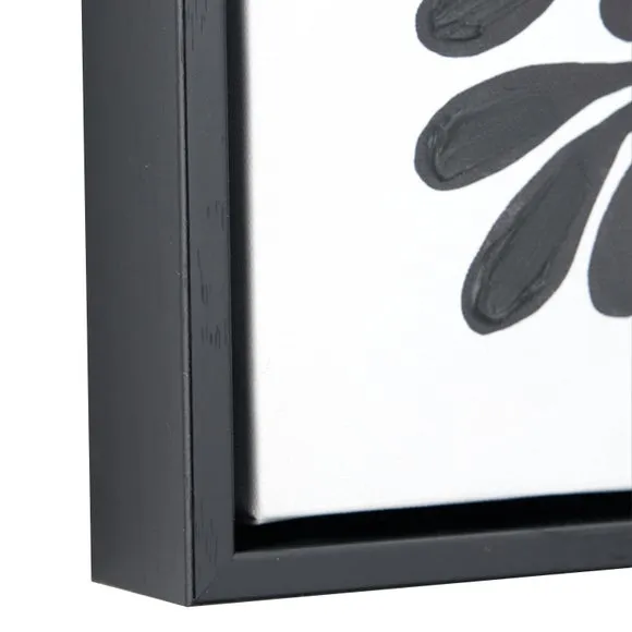 Set of 2 Black Leaf Print Square Framed Canvases 4