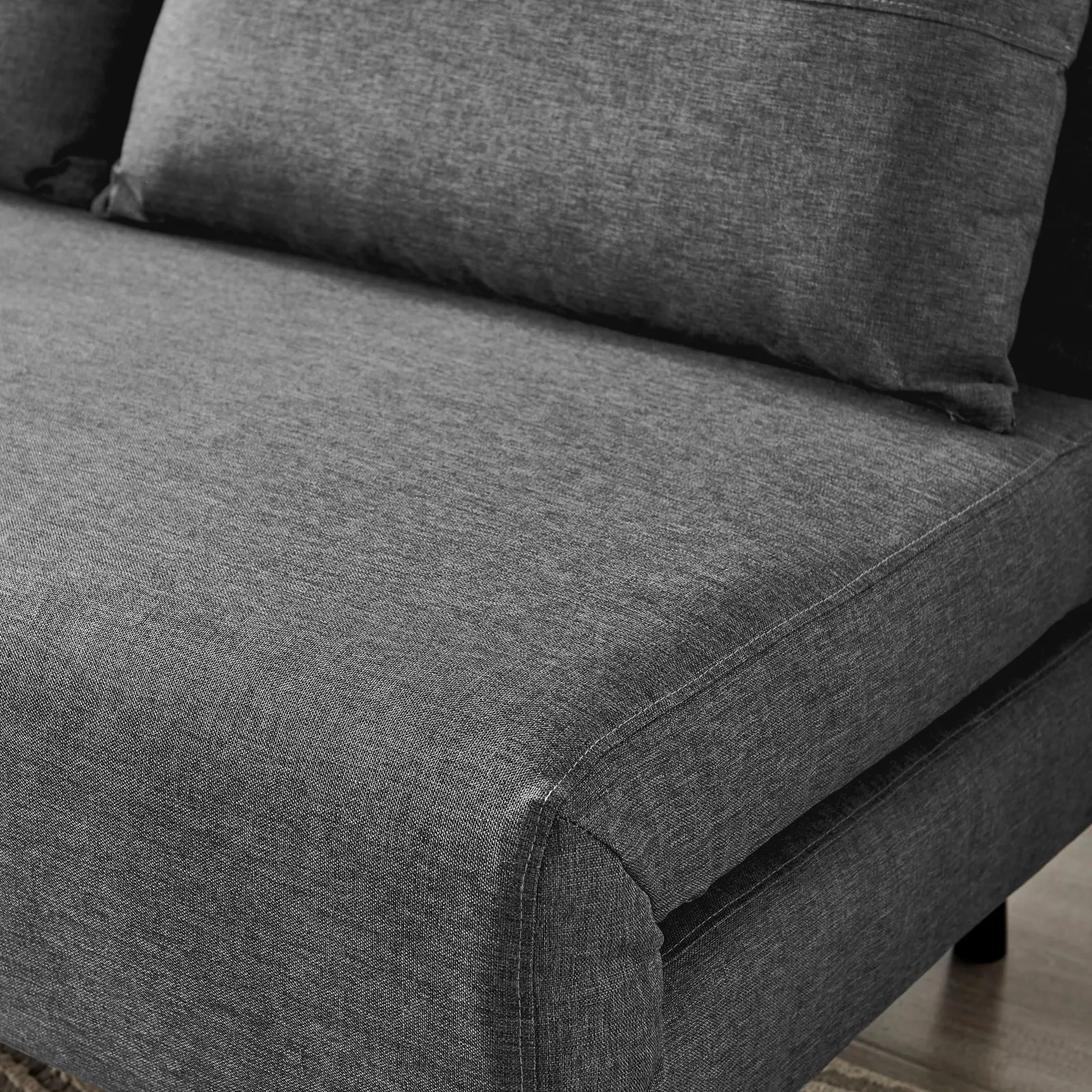 FurnitureboxUK Bobby Compact Futon Inspired Sofa Bed Upholstered In Soft Fabric in Dark Grey 4