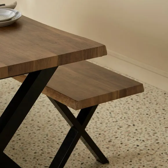 Ezra 6 Seater Rectangular Dining Table with 2 Benches 3