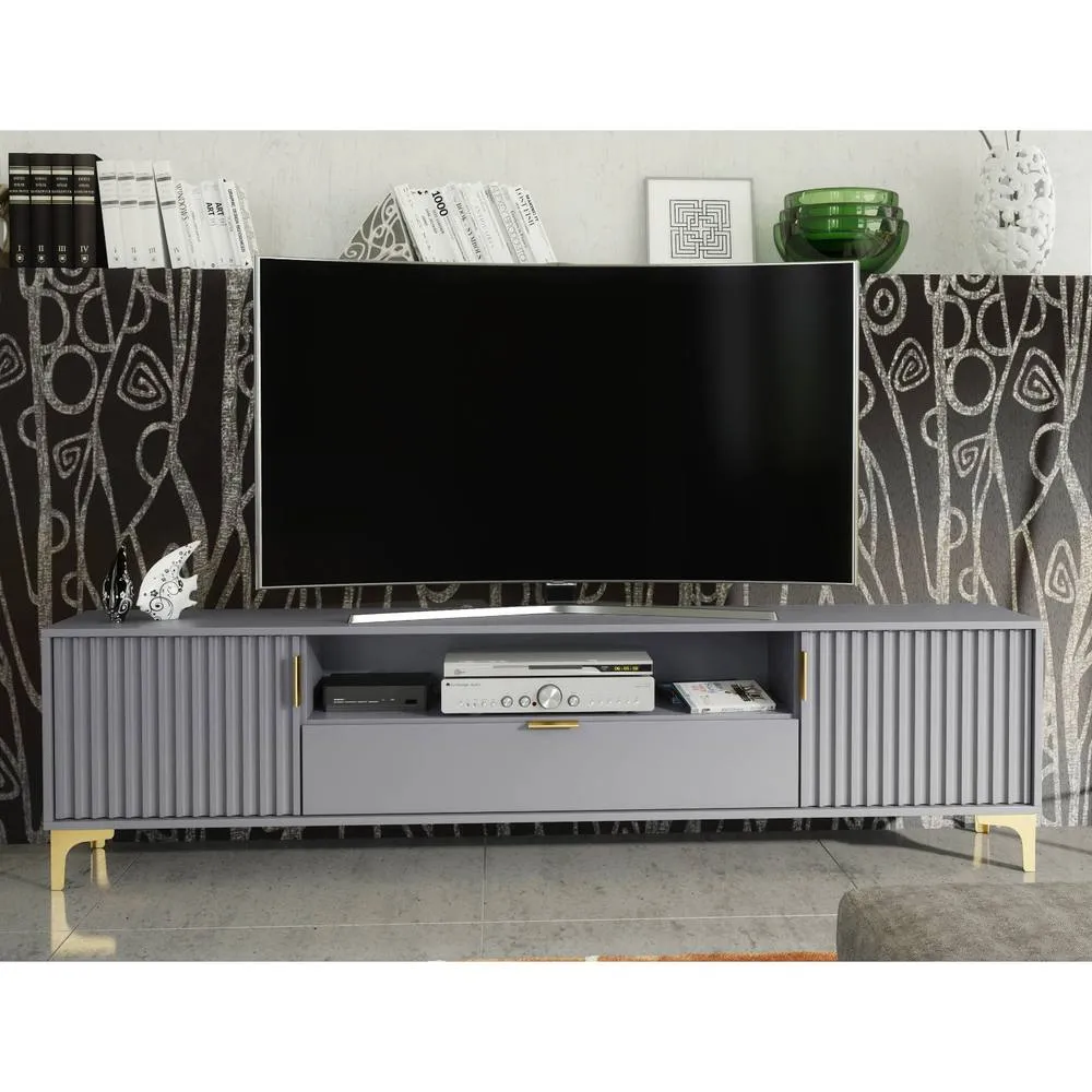 Creative Furniture Tide Crest TV Unit 200cm - Dark Grey & Gold 4
